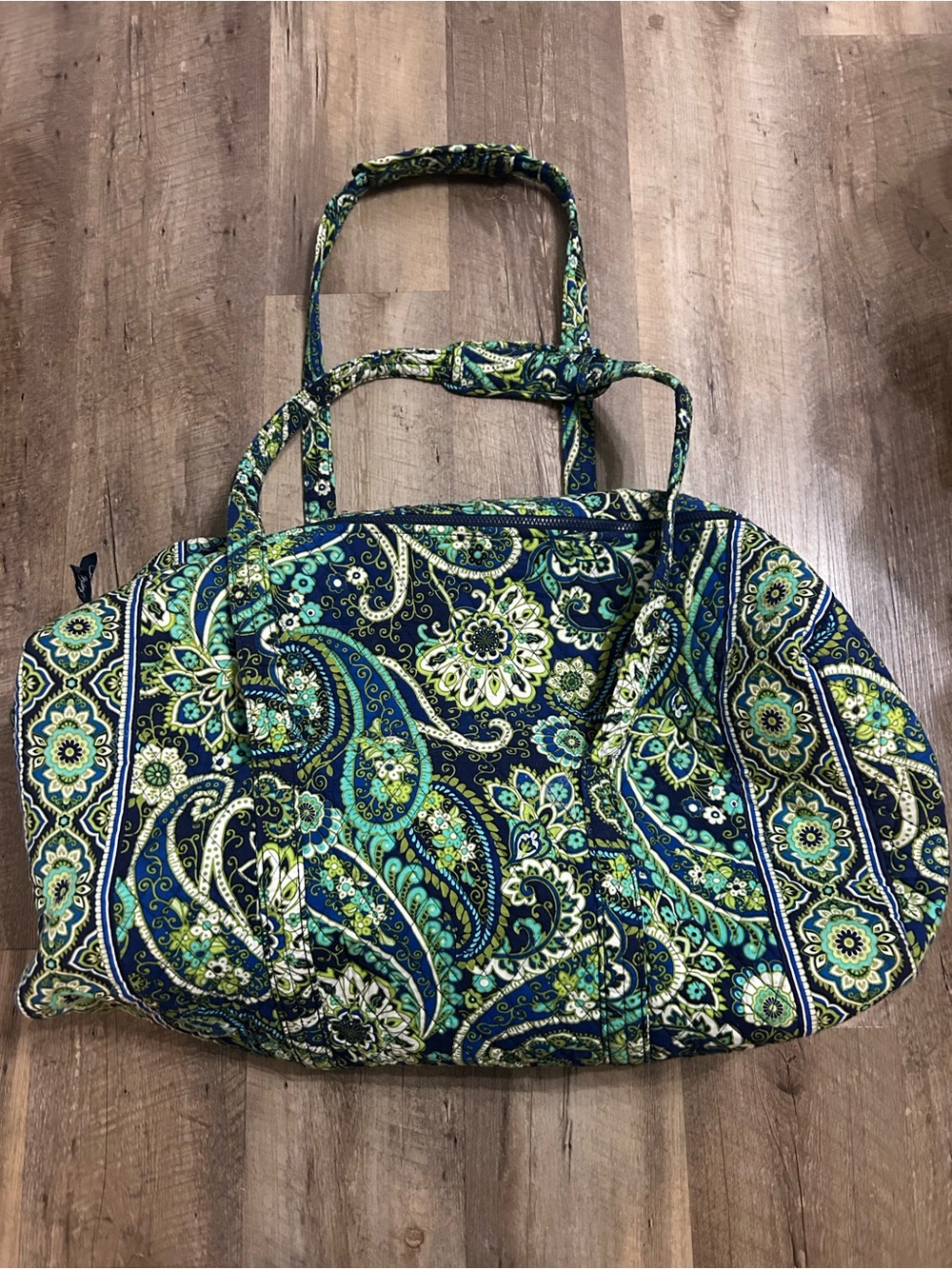 Vera Bradley Quilted Paisley Large Duffel- Navy, Green & Cream
